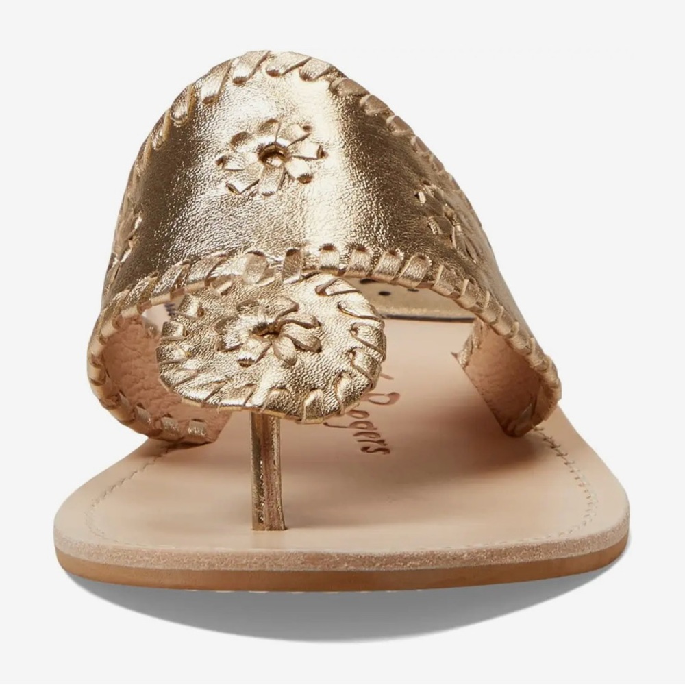 Jack Rogers Sandals | Classic Palm Beach Jack’s Flat Sandal, Metallic Gold (9)
